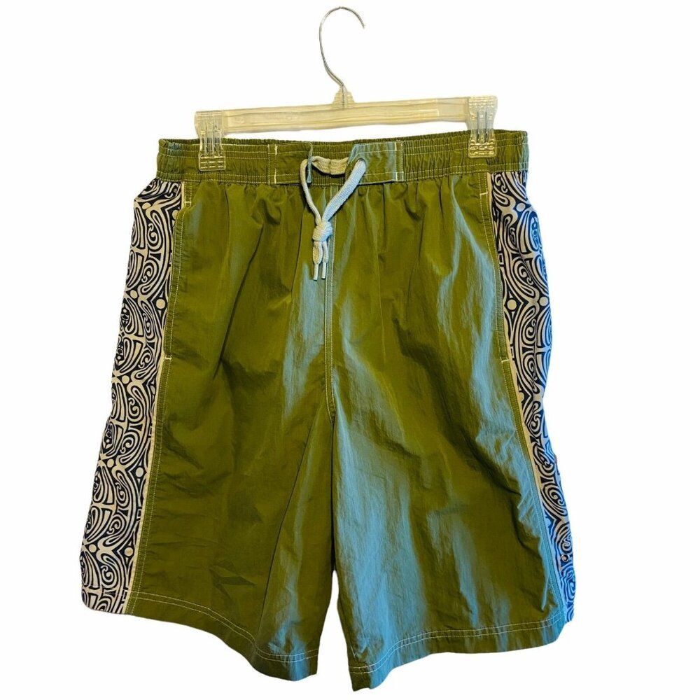 #4480 Speedo mens green swim board shorts size L